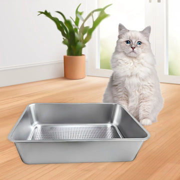 Stainless Steel Cat Litter Box Anti Splashing Detachable Kitten Toilet Indoor Cat Litter Pan for Small Animals Cleaning Supplies