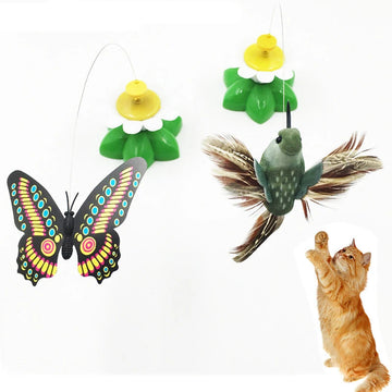 100pcs Cute Electric Rotating Colorful Butterfly Bird Funny Dog Cat Toys Scratch Toy For Cat Small Dog Cats Intelligence Taining