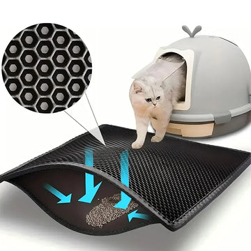 Cat Litter Mat Double Layer Waterproof Non-Slip Washable Pet Litter Box Mat Sand Cat Pad Clean Pad Bed Mat
