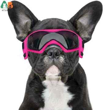 ATUBAN Dog Goggles Dog Sunglasses for UV Protection Windproof Adjustable Head Straps Chin Straps for Ride Car/Travel/On Beach