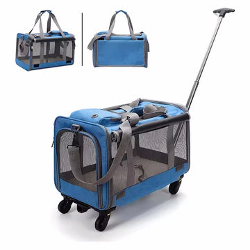 Rolling Pet Carrier Foldable Travel Bag for Small Medium Dogs and Cats Detachable Mesh Window EU Free Pet Rolling Carrier