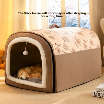 Warm Winter Dog Kennel Detachable Washable Dog Bed Deep Sleep Tent for Medium and Large Dogs House Mat Pet Supplies