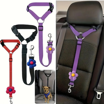 Pet Dog Cat Seat Belts, Car Headrest Restraint Reflective Adjustable Safety Leads Vehicle Seatbelt Harness for Dogs and Cats