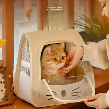 Portable Cat Bag Breathable Comfortable Pet Backpack Go Out Foldable High-capacity Pet Supply Convenient Durable Cat Backpack