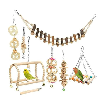 8 piece bird toy set bird habitat platform birdcage accessories suitable for tiger skin parrots cone tailed parrots