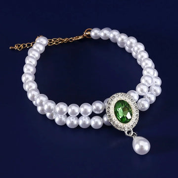 Pet Cat Small Dog Pearl Collar Water Droplet Shape Pearl Cat Necklace Adjustable Wedding Party Pet Jewelry Accessories for Puppy