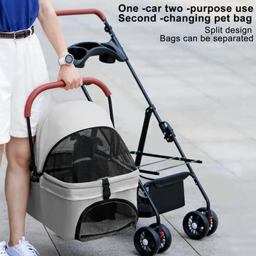 Folding Dog Stroller Pet Stroller Pet Folding Stroller 4 Wheels Dog/Cat Puppy Strollers Travel Carrier for Small/Medium Pet