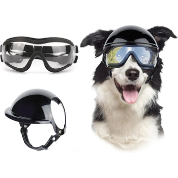 ATUBAN Dog Helmet & Goggles Combo for Large Dogs - Durable ABS Material with Soft Padding for Photo Sessions & Outdoor Safety