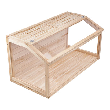 SucceBuy Wooden Hamster Cage 270° Viewing Hamster Habitat Hamster Cage with Openable Top Ventilated Animal Cage for Gerbils Mice