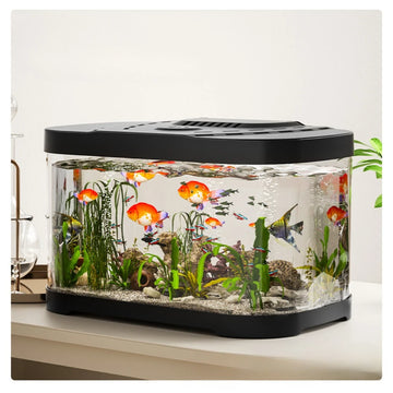 New goldfish jar with filter ecological jar household living room landscaping aquarium turtle jar transparent plastic jar