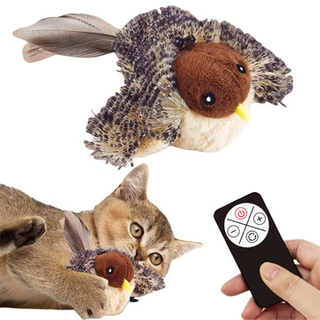 Interactive Cat Toys Flying Bird Cat Toy Flapping Wings Sparrow Catnip Toys Electric Squeaky Simulation Bird Interactive Cat Toy
