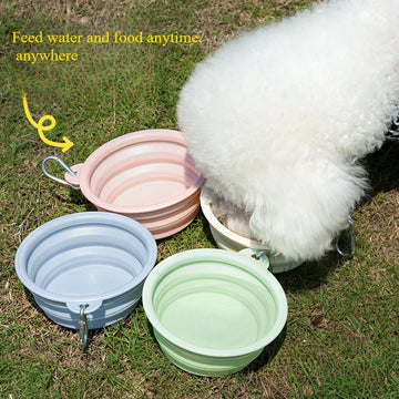 Portable folding silicone bowl for pets, dog rice bowl, dog food bowl, cat drinking water dog bowl 650ML/350ML