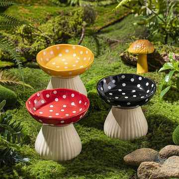 Creative Mushroom Bowl Dog Rice Cat Food Water Food Bowl Ceramic High Foot Protection Neck Protection Anti Overturning Pet Bowl