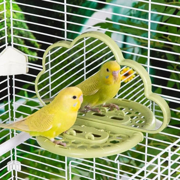 Clear Reflection Bird Mirror Clouds Parrots Feeders Parrots Rest Platform for Budgies Cockatiels Lovebirds