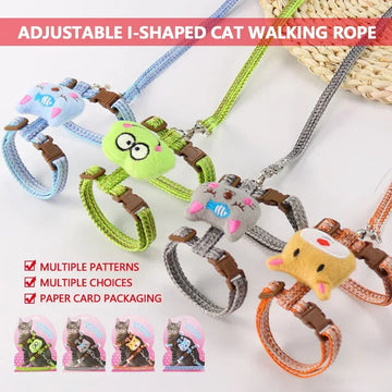 Cat Collar Pet Harness Adjustable Cute Cartoon Kitten Harness Cat Vest Harness with Pet Leash Walking Lead Leash for Cat Product