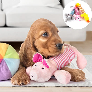 Animal Shaped Plush Squeak Toy Fleece Durability Cute Dog Soft Toy Funny Stuffing Chew Pet Supplies Duck Elephant Pig Sound Doll