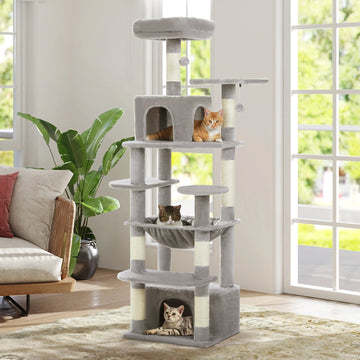 Tall Cat Tree with Scratching Posts Spacious Hammocks Large Condos Large Cat Tower for Indoor Cat Scratcher Cat Toys Accessories