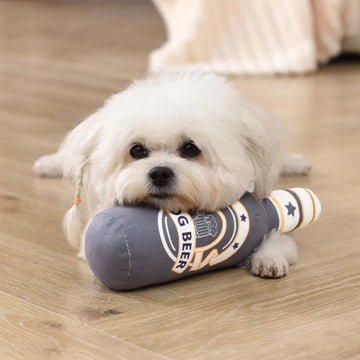 Beer Bottle Squeaky Dog Toy Wine Bottle Plush Dog Toy Interactive Soft Beer Bottle Shape Toy Teeth Cleaning for Puppies