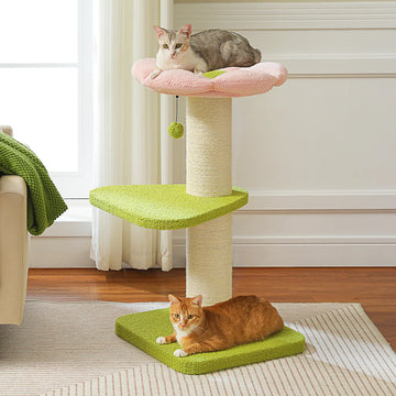 Large Cat Scratching Post, Indoor Modern Cat Tree Tower with Thicked Scratching Post, Top Perch, Kitten House Bed, Cat Furniture
