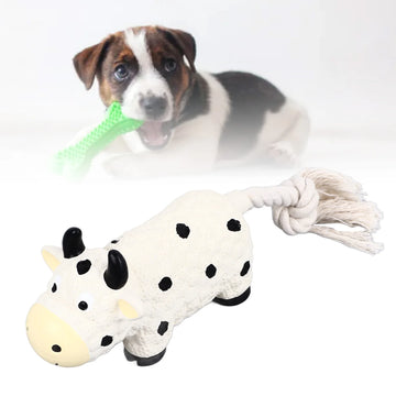 C2 Bite-Resistant Latex Toys Latex Dog Toy Squeaky Soft Interactive Unique Shape Puppy Chewing Toy Indoor Small Medium Dogs Cow