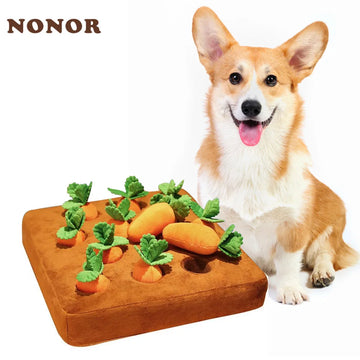 NONOR Dog Puzzle Toy Carrot Plush Chew Toy Sniff Pets Hide Food Toys Improve Eating Habits Durable Chew Cat Dogs Accessories