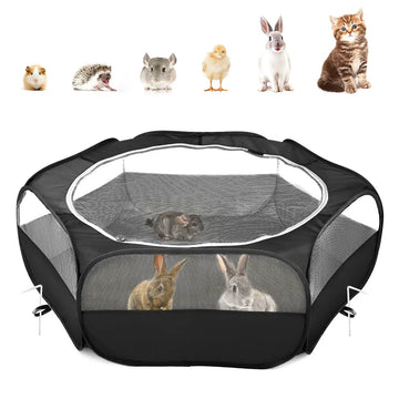 Pet Playpen for Cat/Rabbit/Hamster/Guinea Pig/Bunny/Ferret/Kitten Toys Chick Brooder Box Cage Tent Pop Up Play Pen with Cover