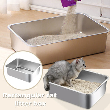 Stainless Steel Cat Litter Box Oversized Top In Cat Toilet Semi Enclosed Anti Strip Sand Cat Litter Easy To Clean Pet Supply