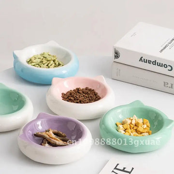Cat Ear Ceramic Cat Bowl Color Pet Bowl Cat Dog Food Basin Anti-knock Drinking Bowl Dog Basin Cat Food Bowl