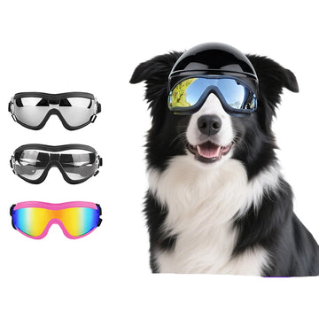 Dog Goggles and Helmet Set for Medium Dog UV Protection Sunglasses Durable Motorcycle Helmet With Ear Hole