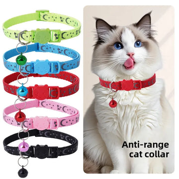 10Pcs Reflective Moon Cat Print Pet Safe Collars Adjustable Dog Leash Pet Collar for Cats and Small Dogs Pet Supplies