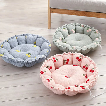 New Cloud Velvet Cat Nest Petal Nest Dual Purpose Adjustable Pumpkin Nest Warm Plush Pet Nest Cat Bed Dog Nest High Quality