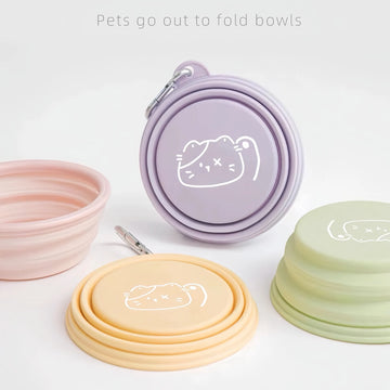 Portable Silicone Dog Feeders: Foldable Pet Dog Cat Bowl for Outdoor Travel, Lightweight and Convenient