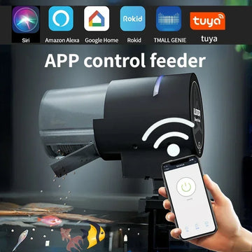 Automatic Aquarium Fish Tank Food Feeder Timing/Wifi Wireless Intelligent Mobile APP Voice Control Remote food dispenser