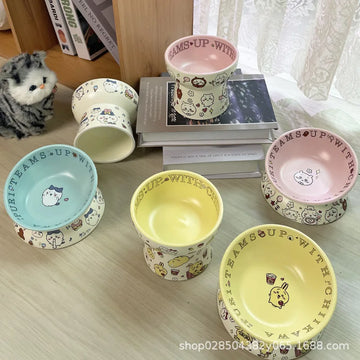 Jiikawa Cat Bowl Anti-Black Chin Cat Usage Canned Food Basin Ceramic Dog Food Bowl Single Pack