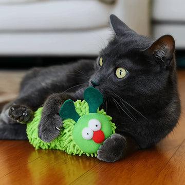 Cat plush toy pet amusing cat to relieve boredom interactive scratch-resistant and bite-resistant green animal toy
