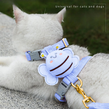 Dog Harness Cat Collar Puppy Harness Leash Set Adjustable Kitten Harness Cartoon Bee Outdoor Small Medium Cats Clothes Dog Chain