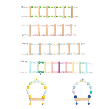 2PCS Bird Parrot Toys Ladders Swing Chewing Toys Hanging Pet Bird Cage Accessories Hammock Swing Toy for Small Parakeets