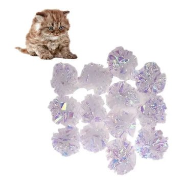 12Pcs Cat Mylar Crinkle Balls Cat Toy Interactive Sound Ball Big Plastic Balls Crinkle Crackle Ring Paper Kitten Pet Play Toy