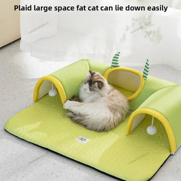 Cat Tunnel Cat Bed Spring and Summer Breathable Carpet Tunnel Indoor Cat Tunnel Sleeping Pet Bed Cat Mat Cat Accessories