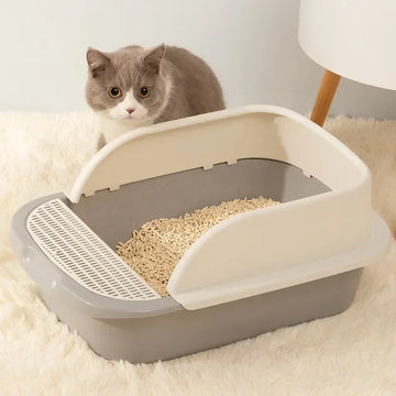 Cat Litter Box Removable Semi Closed Kitty Litter Pan Portable Pet Bedpan Potty Toilet for Rabbit Medium Large Cat Small Animals
