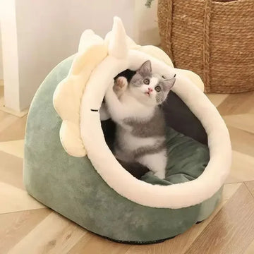 A Dinosaur Shaped Cat Bed House, Kennel Nest, Circular Sleep Cave, Kitten Bed, Dog House, Comfortable Pet Basket, and Kitten
