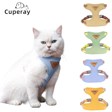 Cat Harness and Leash for Walking Escape Proof,Neck Release Adjustable Harness for Kitten Puppy Medium Large Cats Easy Control