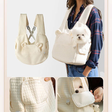 Four Seasons Kangaroo Pouch for Dog Adjustable Carrier Sling for Small Dogs X-cross Webbing Carrying Bag Breathable Pet backpack