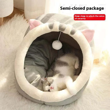 Cat Bed House Kennel Nest Round Pets Sleeping Cave Kitten Beds Pet Basket Cozy Kitten Lounger Cushion Cat House Tent Dog House