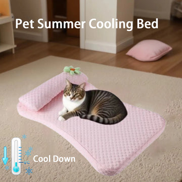 Pink Cat Bed Flower Dog Bed For Medium Dog Mat Removable Pet Pillow Summer Cooling Puppy Bed for Dogs Mattress Soft Cat Mat