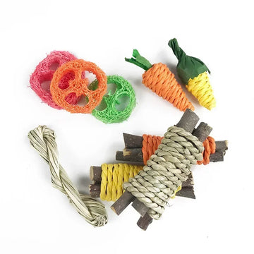 2025 Natural Wood Small Animal Chew Toys - Dental Care Set for Rabbits/Guinea Pigs/Hamsters, Fun Teeth Grinding Snacks