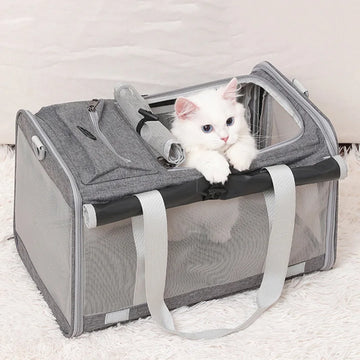Durable Oxford Cat Carrier Handbag Large Capacity Breathable Cat Transport Bag Foldable Portable Pet Carrying Bag Outdoor