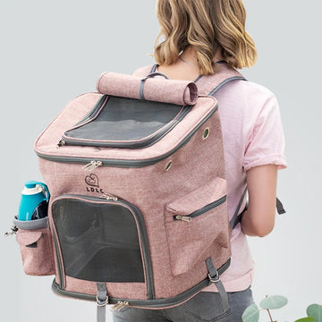 L/M foldable cat backpack carrier-large capacity pet travel bag durable waterproof design outdoor hiking & airplane trips