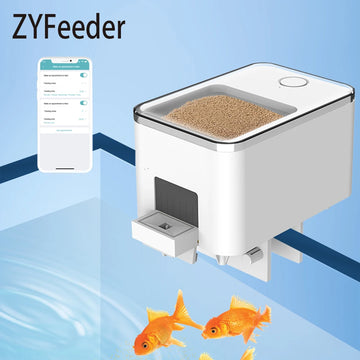 1PC WIFI/Button Version automatic fish feeder, fish tank accessories intelligent turtle feeder for feeding fish (No 5V 1A Plug)