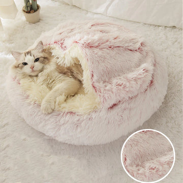 Warm And Comfortable Plush Cat Bed Round Pet House Cushion Cat House Warm Kitty Basket Dog Bed Sleep Bag Nest for Small Cat Bed
